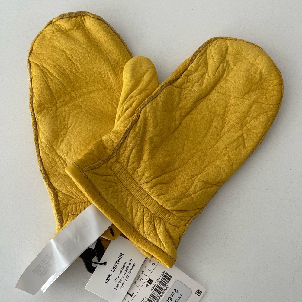 Zara leather mittens